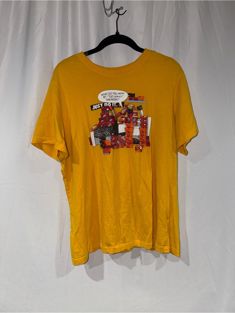 Nike Yellow Graphic Tee "Just Do It" what do you mean “too many” sneakers shirt